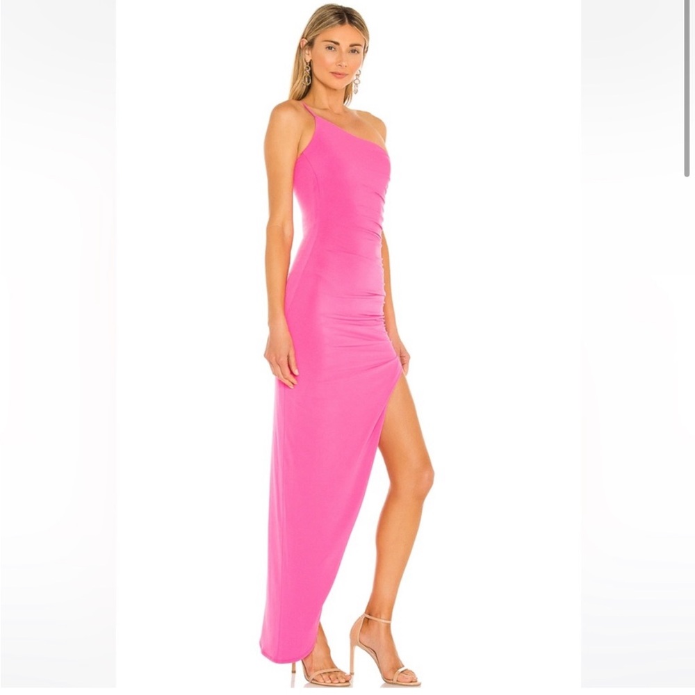 Nookie Aria One Shoulder Gown in Neon Pink